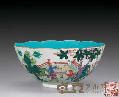 清嘉庆 粉彩婴戏图碗 17.6×8cm